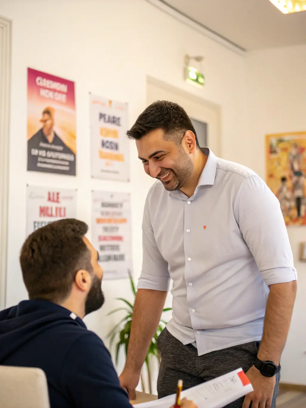 A client smiling confidently after a coaching session, showcasing the positive impact of Igniteuno's services.