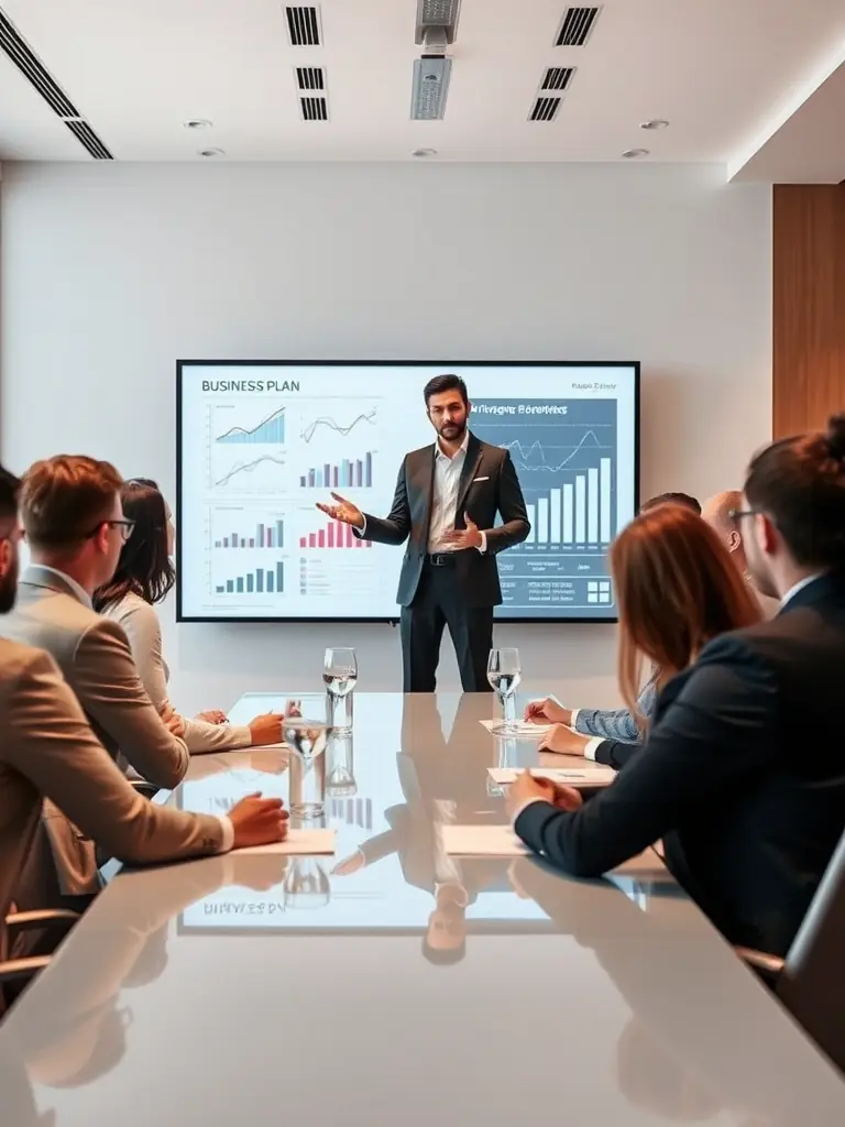 An entrepreneur in Cape Town, South Africa, pitching their startup idea to a panel of investors, showcasing innovation and business acumen.